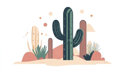 Desert landscape with cactuses