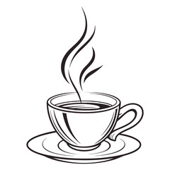 Obraz premium Minimalist Line Art of a Classic Tea Cup with a Saucer, Capturing the Simplicity and Elegance of Tea Time