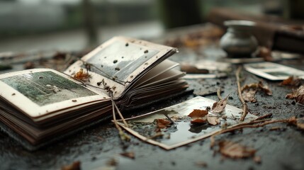 Capturing nostalgia in an old photo album vintage setting photograph rustic environment close-up memory lane