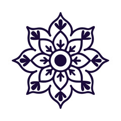 Indian Flower Petal Line Icon Botanical Symmetry Ornament Mandala Lotus Vector