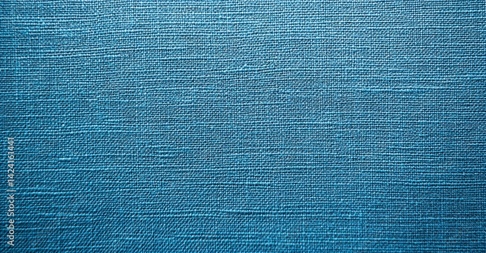 Aufkleber close up of a textured blue fabric showing the weave and texture of the material in detail view