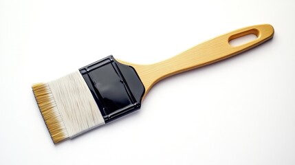 Flat paintbrush with light beige handle