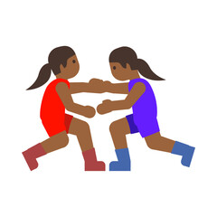 Brown Women Wrestling Illustration, Clipart Isolated on White Background