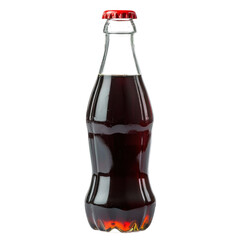 A classic glass Coke bottle with a red cap, isolated on a transparency background
