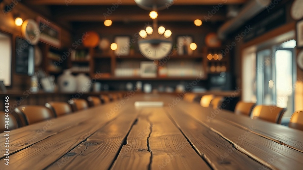 Aufkleber empty wooden table rustic and blurred background of bar or pub for product display high quality phot