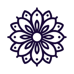 Indian Flower Sacred Mandala Botanical Ornament Petal Symmetry Icon Vector