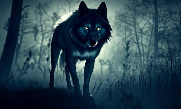 wolf howling at night