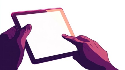 Hands holding a tablet computer