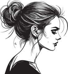 woman messy bun illustration