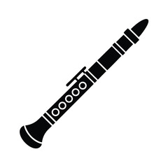 Flute Instrument Black Icon Isolated Vector Illustration
