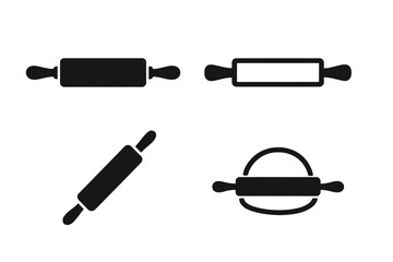 Fototapeta premium A rolling pin icon set is provided in vector format with black and white colors