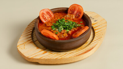 Tomato sauce soup pot isolated