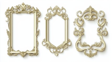Elegant Gold Baroque Ornate Frames  Design Elements