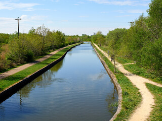 Bridgewater canal and tow paths on a sunny spring day.