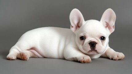 Adorable white puppy resting