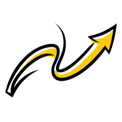 Illustrate a Bold Black Curved Arrow That Points Vector Illustration