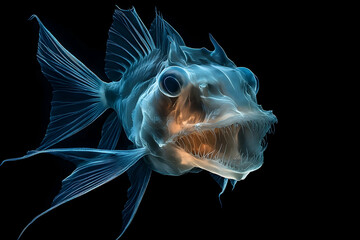 Deep-sea fish with translucent, skeletal structure.