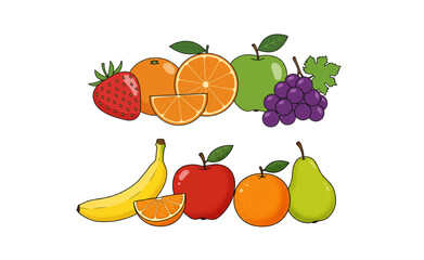 set of fruits, berries