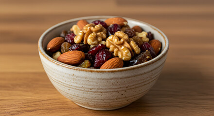 Bowl Full Of Trail Mix Containing A Variety Of Dried Fruits And Nuts