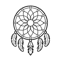 dreamcatcher design vector illustration boho tribal feather traditional ethnic mystical
