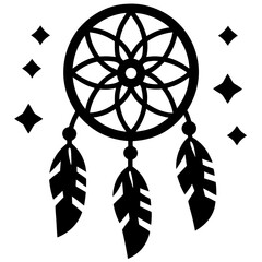 dreamcatcher design vector illustration boho tribal feather traditional ethnic mystical
