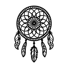 dreamcatcher design vector illustration boho tribal feather traditional ethnic mystical
