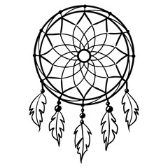 dreamcatcher design vector illustration boho tribal feather traditional ethnic mystical
