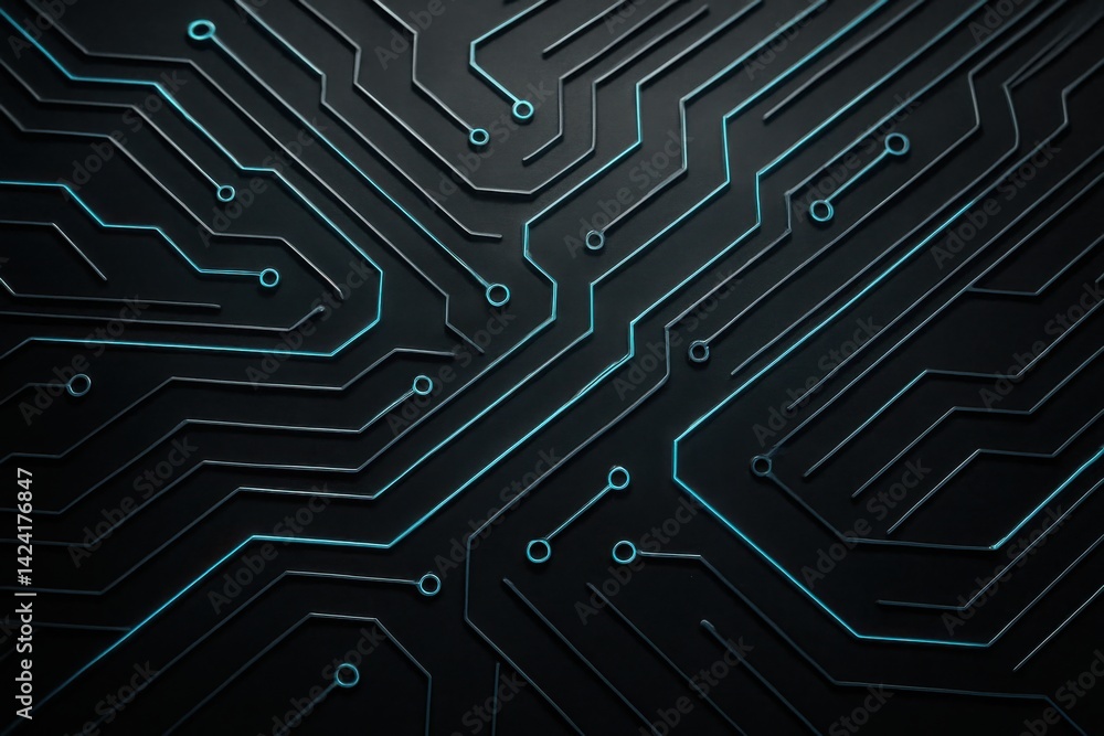 Aufkleber a close-up view of a dark circuit board with intricate patterns and glowing traces. this stylish des