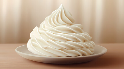 Soft and fluffy whip of cream with delicate ripples garnishing a decadent mousse on a refined plate. Delicate Ripples. Illustration