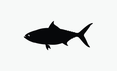 Anchovy silhouette, Mackerel fish icon, Ocean fish vector illustration