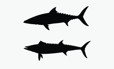 Fototapeta premium Anchovy silhouette, Mackerel fish icon, Ocean fish vector illustration