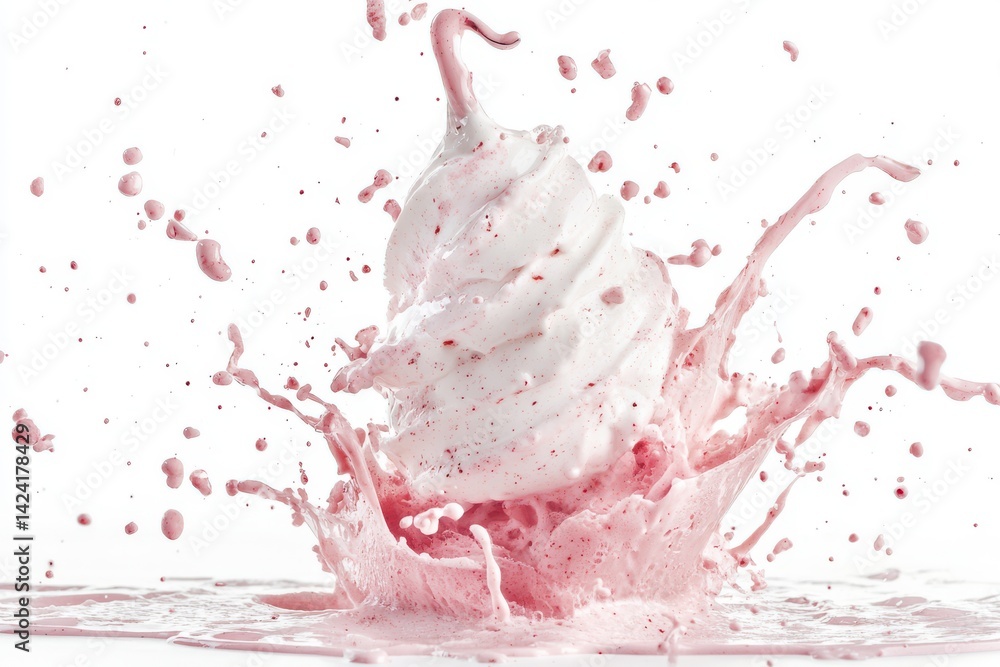 Poster a vibrant splash of pink liquid frozen in time against a stark white background creating dynamic mov