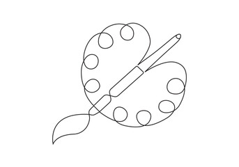  Continuous one Line Drawing of Art Class Icon. 