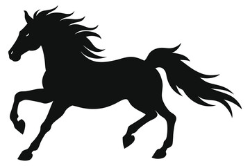 Galloping Horse Silhouette Icon – Wild Stallion Running Vector Art