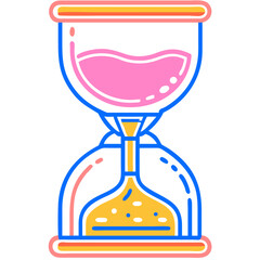 Colorful Hourglass Icon with Pink and Yellow Sand - Simple Design for Timers and Time Management Themes