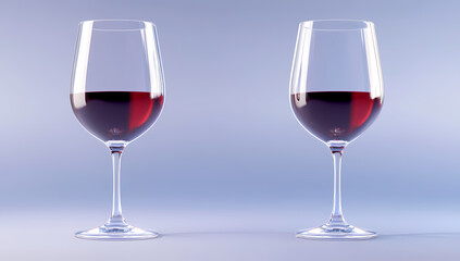Two glasses of red wine, studio shot, blue background, beverage