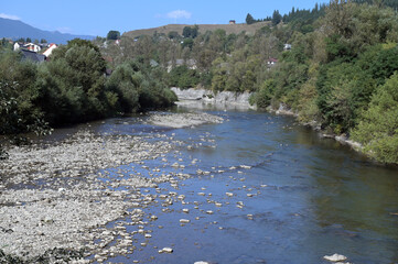 Mountain river Chornyi Cheremosh in Verkhovyna, Carpathians, Ukraine.