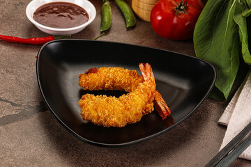 Crispy breaded golden fried prawns