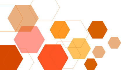 Orange high technology frame for design element Science network pattern Hexagonal abstract background. Big Data Visualization structure elements . Health care and science medical pattern 