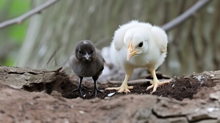 Charming baby birds in nature displaying curiosity and growth