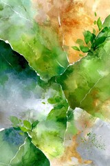 Emerald Green Canvas with Leaf Accents for Eco Branding and Wellness Design