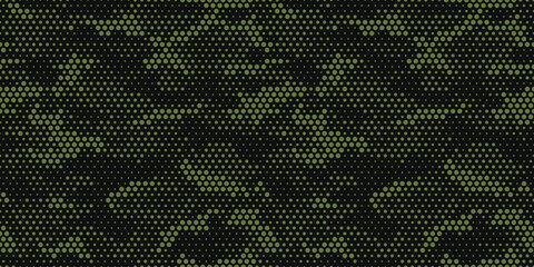 Vector dotted camouflage pattern. Dark Green military pattern. Seamless pattern for textile design and army