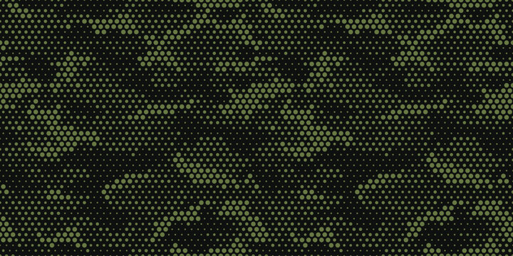 Vector dotted camouflage pattern. Dark Green military pattern. Seamless pattern for textile design and army