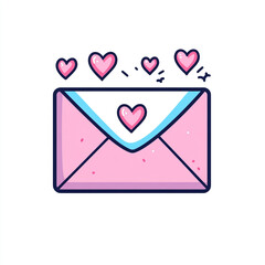 An open envelope with five pink hearts floating above it, symbolizing love, affection, and communication in a charming and artistic style.