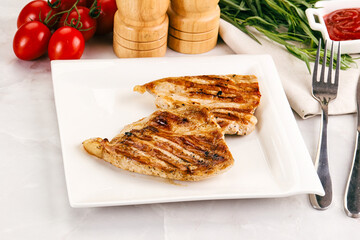 Grilled pork steak with sauce
