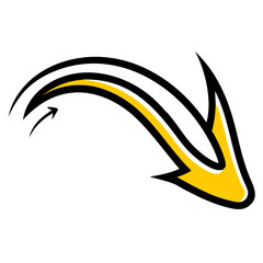 Illustrate a Bold Black Curved Arrow That Points Vector Illustration