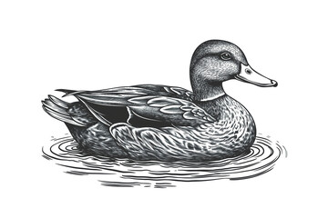 Duck Sketch Vintage Retro Print