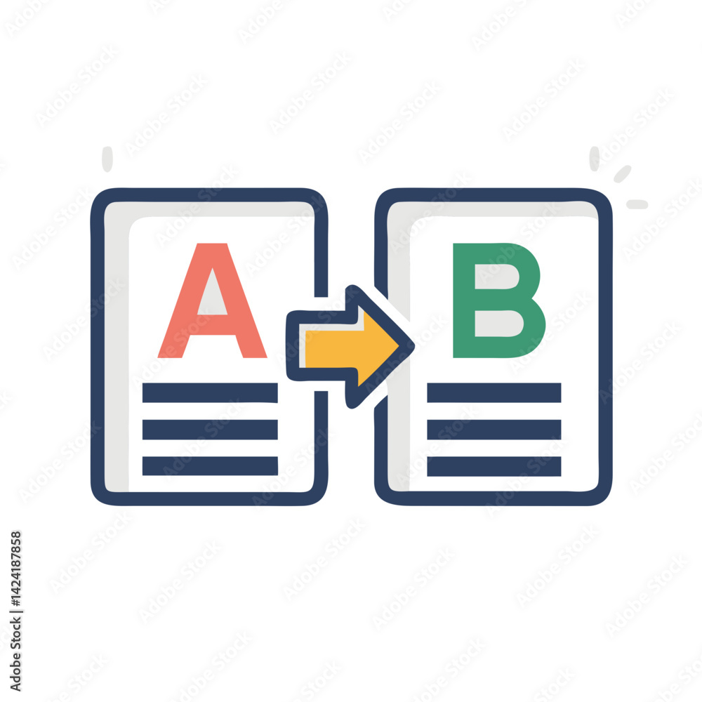 Aufkleber a/b content testing icon representing split testing and marketing