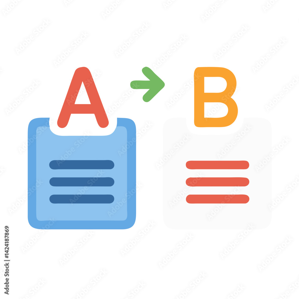 Poster a/b content testing icon representing split testing and marketing