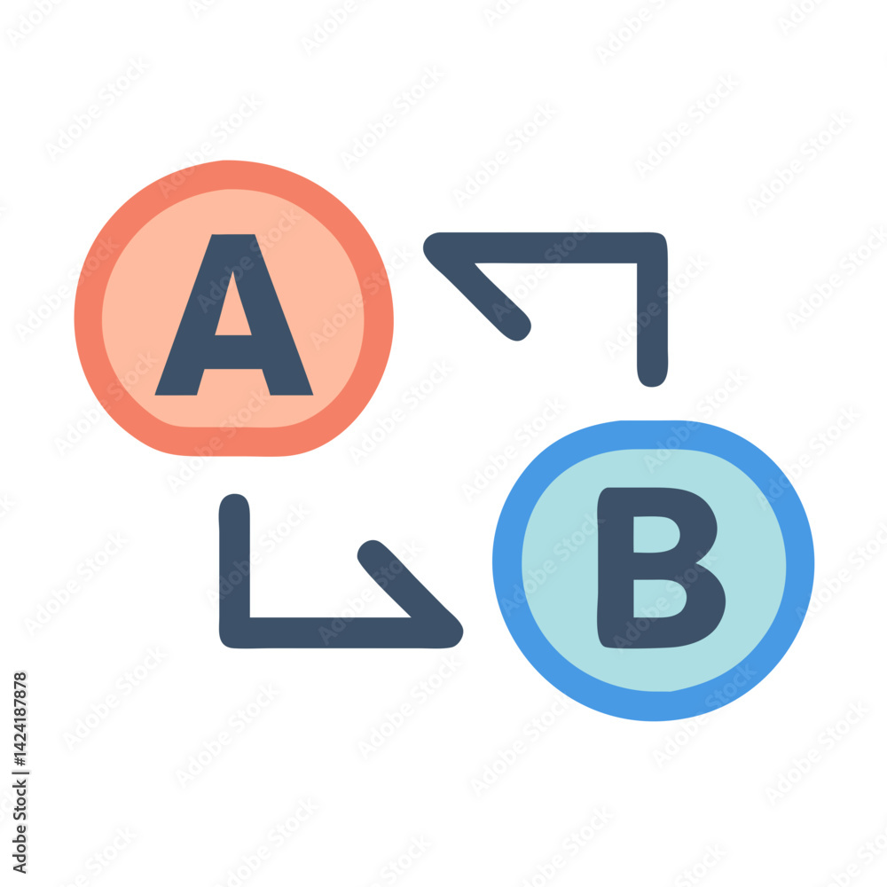 Poster a/b content testing icon representing split testing and marketing